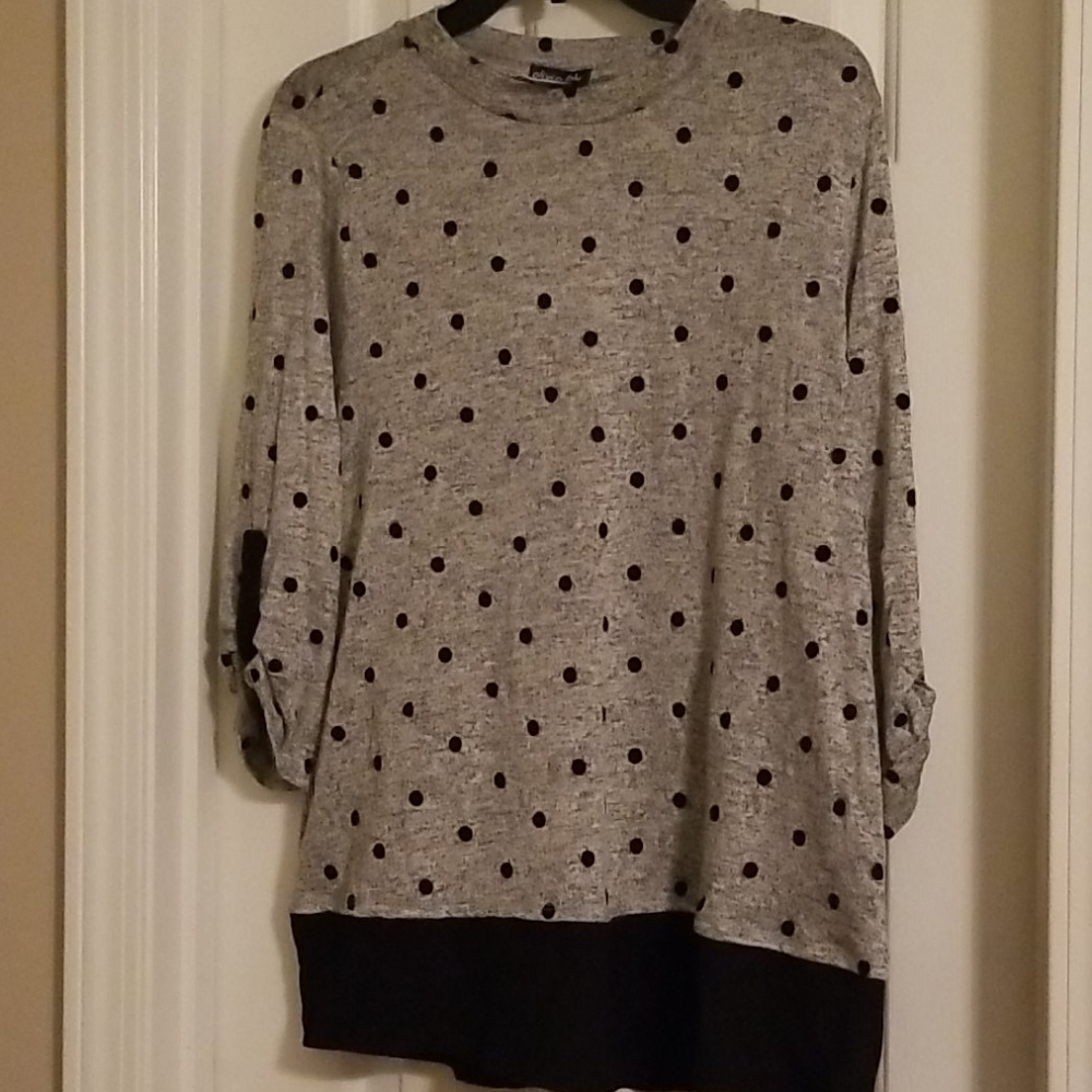 Gray and black polka dot sweater